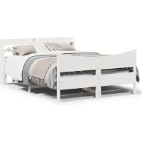 vidaXL Bedframe met hoofdbord massief grenenhout wit 140x200 cm