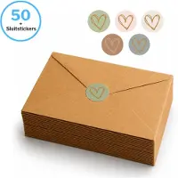 Masonpro 50 Bruine Kraft Enveloppen & Sluitstickers - Envelop C6 Formaat - 100% Gerecycled Kraft Papier - Geschikt voor A6 - 11x16CM