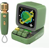 Divoom Ditoo 5-Mic Bluetooth Karaokespeaker 15W met Draadloze Microfoon, Pixel Art, Games en Wekker – Groen