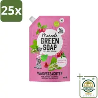 Marcel's Green Soap 25 x Marcel’s Green Soap – Wasverzachter – Patchouli & Cranberry - Navulling – 750 ml - Grootverpakking - Koffiezetapparaat