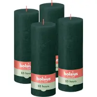 Bolsius - Rustieke Stompkaarsen - 4 stuks - Groen - 19cm - 85 branduren