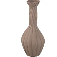 Ptmd Lydia Dark Brown Ceramic Swirl Ribbed Vase L
