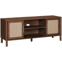Sweeek - Vintage tv-meubel met 2 deuren houtdecor en rietwerk 120cm - etta