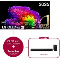 LG 77 inch OLED evo AI G6 4K Smart TV 2026 & DSG10TY 3.1 kanaal - OLED77G68LW.DSG10TY