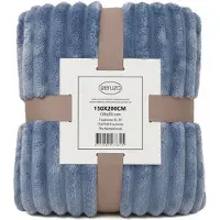 Ceruzo Fleece Deken 150x200 cm – Denim Blauw –Zachte Plaid -Woondeken