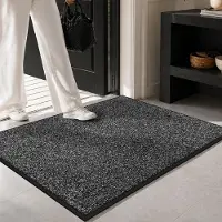 Famanu – schoonloopmat voor deur, 60 x 120 cm, grijs en zwart, wasbare droogloopmat met antislip, robuuste mat voor binnen en buiten