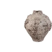 Ptmd Deisy Beige Ceramic Jar Shaped Vase Rough Coral S