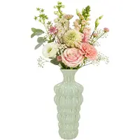 DK Design vaas Dunja - zeegroen - natuurlijk glazuur effect - 12 x 25 cm - bloemenvaas