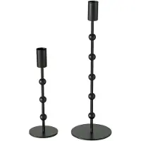 Boltze - Kaarsenhouders - Set van 2 - Kandelaars - Zwart - Kimberly - Metaal - 20 en 30 cm hoog