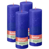 Bolsius - Rustieke Kaarsen - 4 Stuks - Blauw - 19cm - 85 branduren