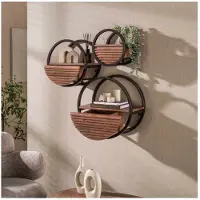 Meubelplaats Wandschap Circular 1L Ø40 - Massief acacia bruin