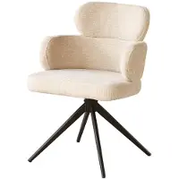 Lizzely Garden & Living SET DEAL 6 stuks: Eetkamerstoel draaibaar Elinor beige chenille eetstoel draaibare stoel zetel
