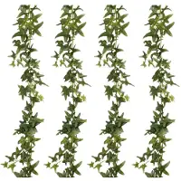 Mica Decorations Kunstplanten Hedera Slinger - 4x - 180 x 12 cm - groen - met grote bladeren - decoratief - bladgroen