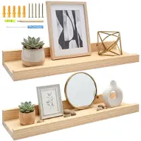 Famanu – Set van 2 houten wandplanken van 40 cm, zwevende planken voor fotolijsten en boeken, inclusief bevestigingsmateriaal