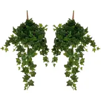 Mica Decorations Hedera klimop kunstplant - 2x - groen - hangplant - L25 x B25 x H80 cm - Kunstplanten/nepplanten