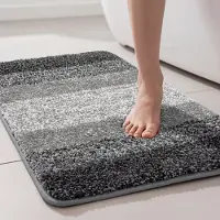 Hemo Badmat 90x60 cm – Antislip Badkamermat – Zachte Microvezel – Sneldrogende Douchemat – Hoogpolig & Absorberend – Wasbaar – Grijs