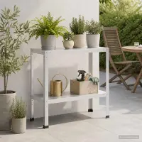 vidaXL Planttafel 80 x 40 x 80 cm Gepoedercoat staal Wit