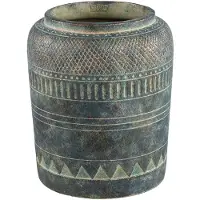 Ptmd Deoni Antracite Cement Farmer Pot With Carving XL
