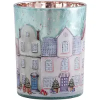 Clayre & Eef Waxinelichthouder Ø 10x13 cm Blauw Glas