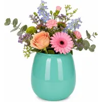 Plume Living Vaas Amelie - glans zeeblauw - D18 x H20 cm - glas - bloemenvaas - voor stelen en boeketten
