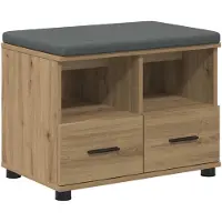 vidaXL Schoenbank met kussen Artisanaal eiken 60 x 38 x 46 cm
