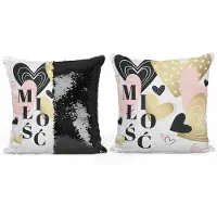 Domarex Decoratieve Kussenhoes 40x40cm met Omkeerbare Pailletten - Romantisch Hart
