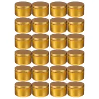 Semoic 24 Stuks Kaarspot Decoratieve Etiketten Lege Opbergblikken Kaars Blikje Kandelaar Houders Ronde Blikken Containers, B