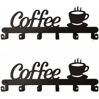 ISTOVO 2X Koffiemok Houder Wandmontage, Koffiebar Decor Teken, Koffiekopje Rek Houdt, Koffie Teken Mok Hanger, Koffiemok Rek