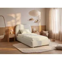 Vente-unique Bed met opbergruimte stof wit 90 x 200 cm