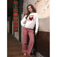 Rebelle Pyjama 'Endless Love' rood / offwhite