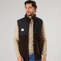 Resterods Heren Fleece Vest Met Rits En Panelen Bruin