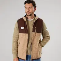 Resterods Heren Fleece Vest Met Rits En Panelen Sand