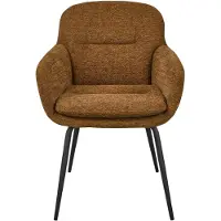 Woood Runa Eetkamerstoel - Chenille Stof - Bruin/Geel - 82x57x59 cm