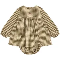 Konges Sløjd Body met Rok l/s - Kim - Avocado Check - - 74 - Rompers Lange Mouw
