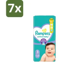 Pampers 7 x – Luiers – Active Baby Maat 3 – 54 Luiers - Baby Luiers - Droge Nacht - Luchtdoorlatende Luier - Vocht Absorberend - Dermatologisch Getest