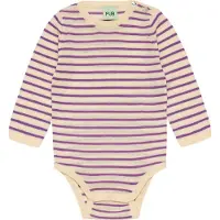 FUB Romper l/s - Wol - Crème/Violet - - 1 jaar (80) - Rompers Lange Mouw
