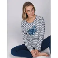 Pastunette Pyjama 'Nordic Bloom' donkerblauw / offwhite