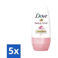 Dove 5 x - Deodorant - Roll-On Beauty Finish - Soepele geur en verzorging - 50 ml - Beauty Finish - Deodorant Roll-on - Beauty Mineraal - Verzorgde Oksels - Alcoholvrije Deodorant