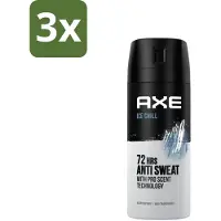 Axe 3 x - Deodorant Spray - 72hrs Anti Sweat - Ice Chill - 150 ml - Anti-sweat Spray - Zweetvermindering - Ijskoude Citroen - Muntgeur - 72 Uur Bescherming