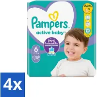 Pampers 4 x Active Baby Luiers Maat 6 (13-18 kg) 32 stuks per verpakking - Baby Luiers - Bescherming Tegen Doorlekken - Bewegingsvrijheid - Comfort - Droogheid