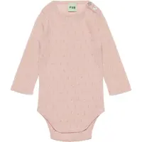 FUB Romper l/s - Rib - Pointelle - Wol - Pale Rose - - 1½ jaar (86) - Rompers Lange Mouw