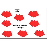 Wefiesta 40x Servetten rood 24cm x 24cm - 3 laags - Party Cocktail servet diner eten knoeien restaurant BBQ thema feest verjaardag feest