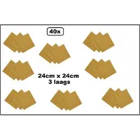 Wefiesta 40x Servetten goud 24cm x 24cm - 3 laags - Party Cocktail servet diner eten knoeien restaurant BBQ thema feest verjaardag feest