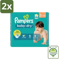 Pampers – Luiers – Baby-Dry Maat 3 (6-10 kg) – 34 Luiers - Voordeelverpakking - 2 stuks - Babyluier - Babydouche