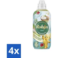Robijn 4 x – Wasverzachter – Kokos Sensation – 765 ml - Wasverzachter Kokos - Wasverzachter Tropisch - Wasverzachter Fris - Wasverzachter Voor Textiel - Wasverzachter Voor Beddengoed