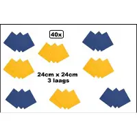 Wefiesta 40x Servetten blauw en geel 24cm x 24cm - 3 laags - Party Cocktail servet diner eten knoeien restaurant BBQ thema feest verjaardag feest