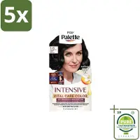 Schwarzkopf 5 x Poly Palette – Haarverf – 1-0 Natuurlijk Zwart – 115 ml - Grootverpakking - Haarkleur - Grijsdekking - Zwart Haar - Permanente Haarkleuring - Natuurlijke Glans