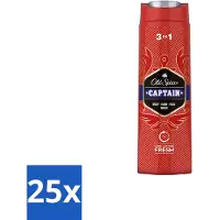 Old Spice 25 x – Douchegel – Captain – 400 ml - Douchegel Voor Mannen - Gezichtsreiniging - Haarreiniging - Lichaamreiniging - Fris Geur
