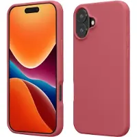 Kwmobile telefoonhoesje geschikt voor Apple iPhone 16 - Hoesje met siliconen coating - Smartphone case in donkerroze