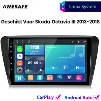 AWESAFE Autoradio - Geschikt Voor Skoda Octavia III 2013 t/m 2018 - Draadloos Carplay Android Auto - Linux systeem - 10 Inch Touchscreen - Bluetooth Wifi - 2013 2014 2015 2016 2017 2018